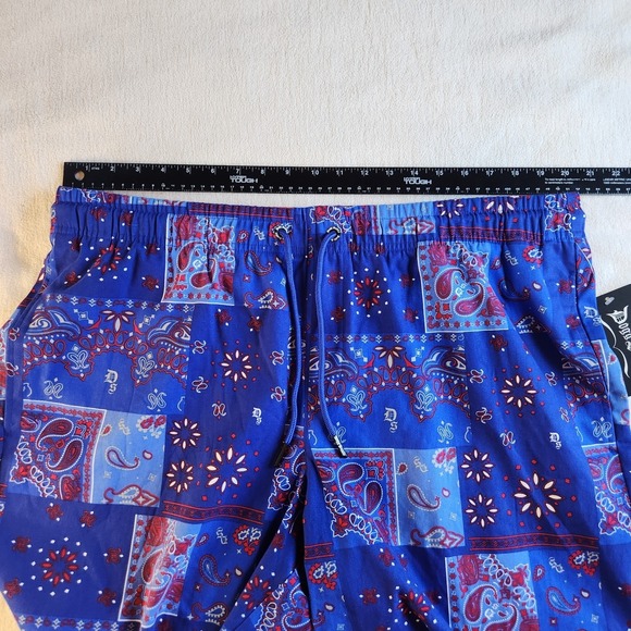 SNOOP DOGG SUPPLY Casual Shorts Mens XXL Blue Bandana Paisley Print Shorts NEW - Picture 3 of 5